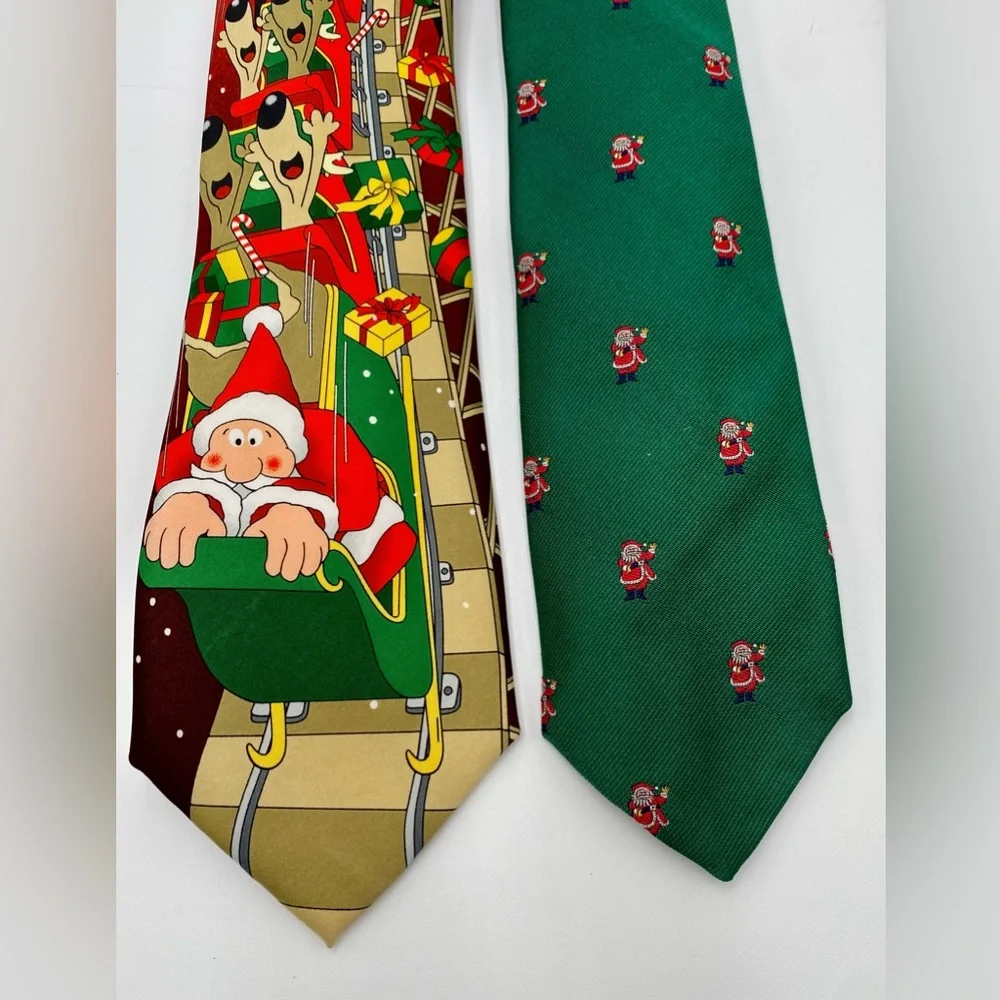 6 Men‎ Christmas Holiday Ties Reindeer, Santa Gingerbread men